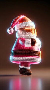 cool digital pixel santa claus with sunglasses christmas technology animation vertical video