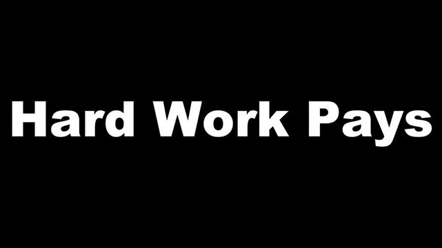 Hard work phrase written in bold white capital letters centered horizontally against a plain solid black background to convey a strong motivational message for professional growth.