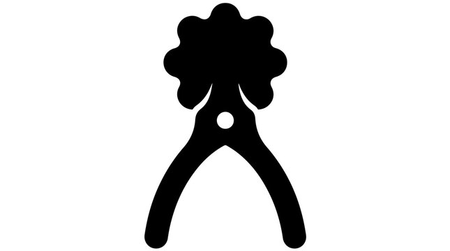 Black silhouette nutcracker tool with a simple geometric design