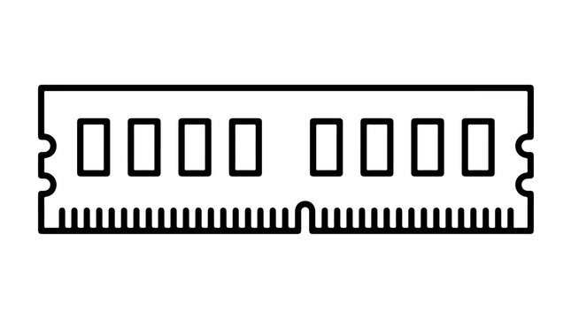 Computer ram memory module line art for hardware technical components