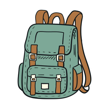 Vintage travel backpack illustration isolated on white background