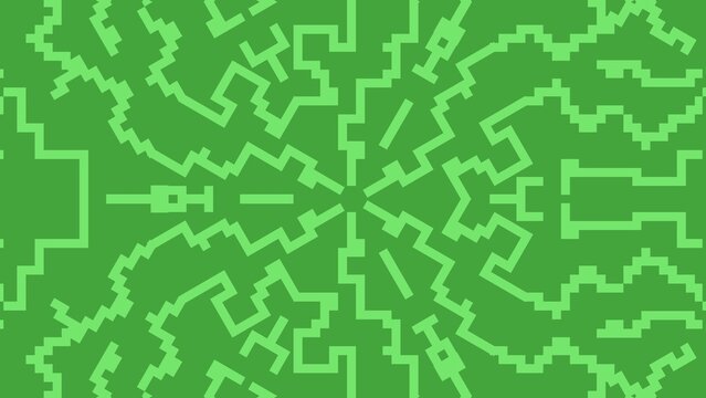 Abstract Green Pixelated Maze Pattern Background