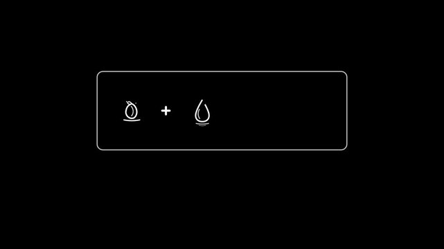 Minimalist monochrome white line animation on black background showing seed plus water droplet equals growing plant inside an outline box, followed by Grow Every Day text in a seamless 10-second loop.
