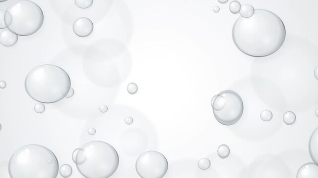 Water droplets ascend against a light gray background