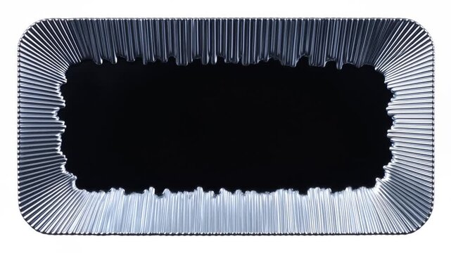 Silver metallic ribbed border frame with jagged edges around black empty center on white