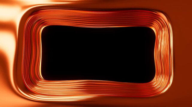 Glowing orange rounded rectangle frame with black center, soft light pulsing along edges