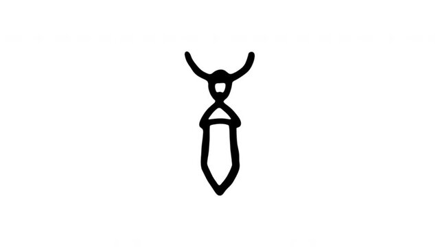 Necktie For Formal Dress And Business Attire Doodle Animation With Alpha Channel. Tie Symbol And Office Wardrobe Accessory. Animated Hand-Drawn Icon For Video Overlay 4K.