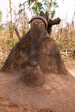 Lobi tribe fetish shaped like a mud figure with cowrie shell eyes, Sud-Ouest Region, Gaoua, Burkina Faso