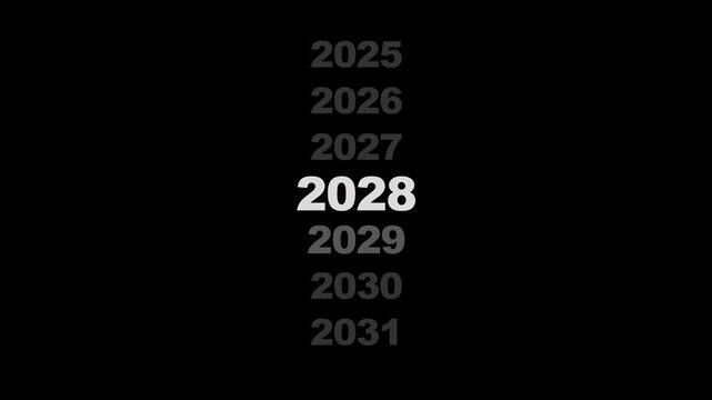 Scrolling Years Animation on Black Background