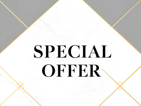 Special Offer luxury retail promotion banner with white marble and gold texture