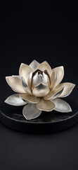 Plakat Silver Metallic Lotus Sculpture Art