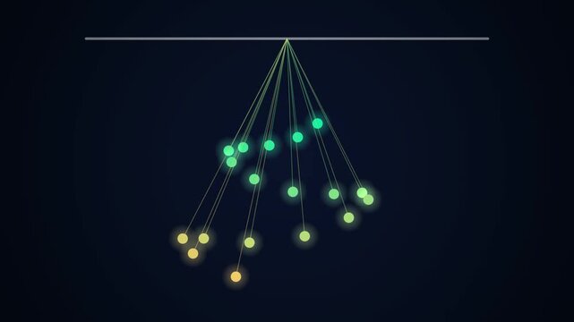 Pendulum wave harmonic physics simulation oscillating kinetic balls 4K
