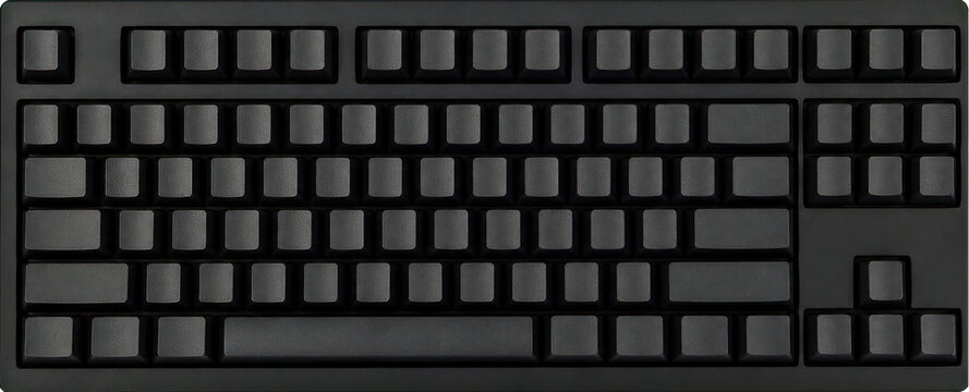 Black Tenkeyless Mechanical Keyboard Blank Keycaps Top View Mockup