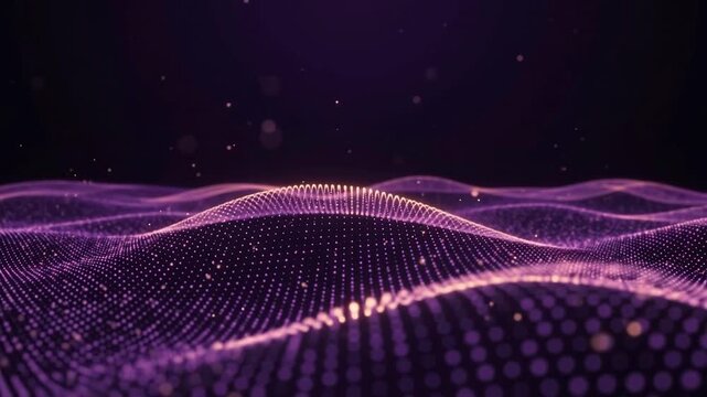 Purple Orange Duotone Glowing Dot Wave Landscape Vibrant Abstract Background