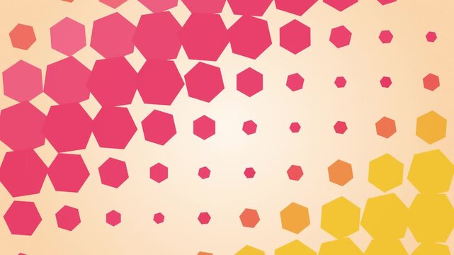 Rotating geometric polygon tile pattern in peach coral sunset, seamless looping Full HD motion graphics background for creative projects, social media and video intros