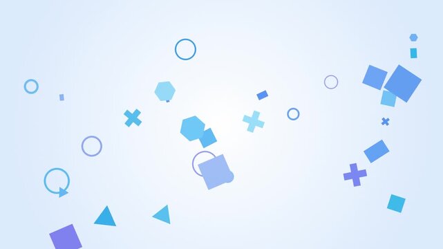 Floating geometric shapes in sky blue and white, seamless looping Full HD motion graphics background for education, school and online learning presentations