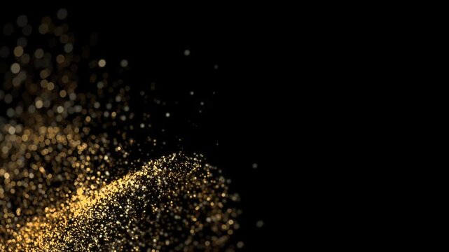 Golden Glitter Particles Shimmering Flow Abstract Elegant Background