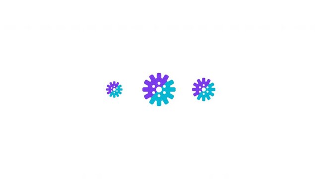 Norovirus pathogens microscopic cells moving on white background