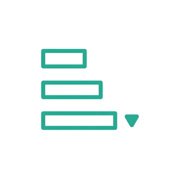 Three green rectangular icons with dropdown arrow symbol design