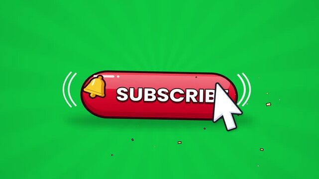 Green screen 4K subscribe button with notification bell vector illustration