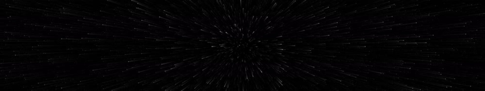 Black Hyperspace Tunnel with White Speed Lines Converging into Dark Center, Widescreen Seamless Loop Animation