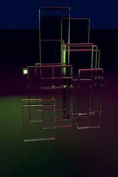 Sparse 3D Transparent Plates Against a Dark Gradient