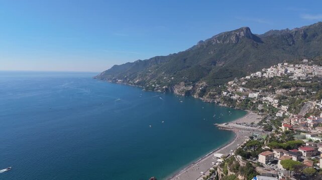Aerial view of Marina di Vietri beach and the Amalfi Coast - Italy