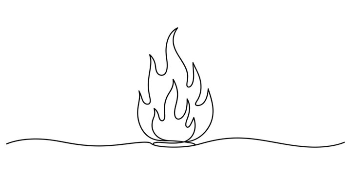 Continuous single line drawing of a simple fire flame icon Vector, illustration