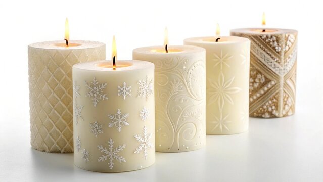 Handmade soy wax candle with organic drip patterns.