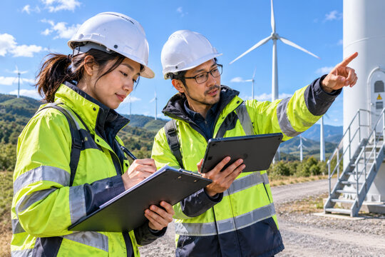 Engineers planning wind farm