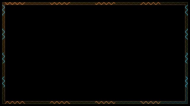 Animated geometric border overlay with pulsing neon zigzag lines for creative projects