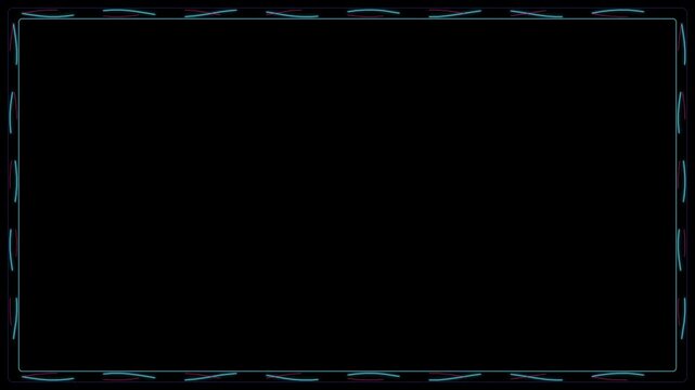 Minimalist neon border overlay with pulsing light effects for production frame glowing
