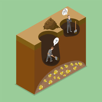 3D Isometric Flat Vector Illustration of Searching For Ideas, Innovative Concept For Business Strategy Idea Development