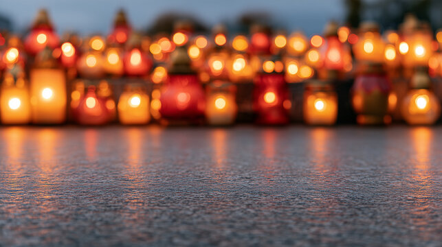 Abstract All Saints Day Cemetery Bokeh with Text Space. all souls day, all saints day background.