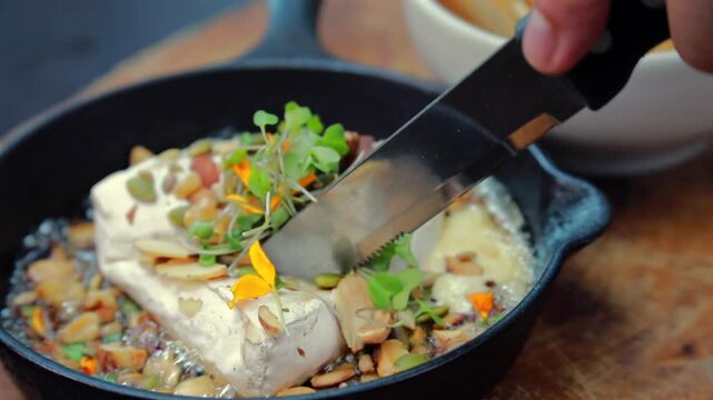 Bri cheese with walnuts and honey