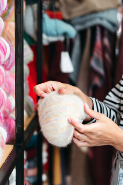 Crafting Beauty With Soft Fibers in a Vibrant Textile Shop