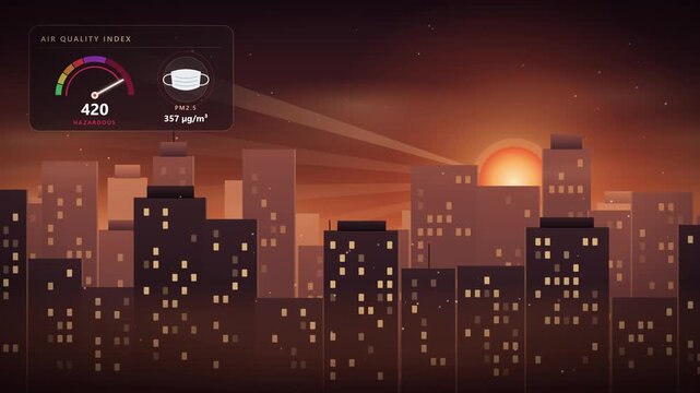 Smoggy City Skyline Animation