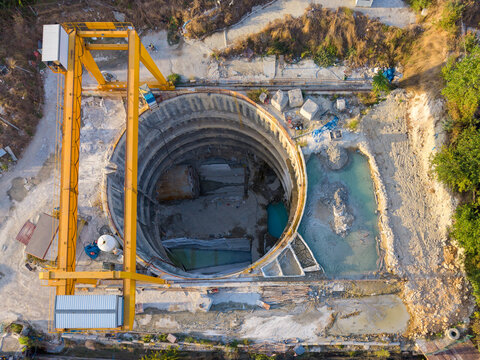 TBM Tunnel Boring Machine Leaving Metro Shaft