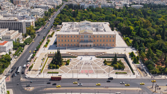 Hellenic Parliament building overlooking Syntagma Square Athens