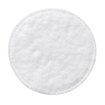 Single white round cotton pad for skincare and cosmetic facial cleansing isolated on white background