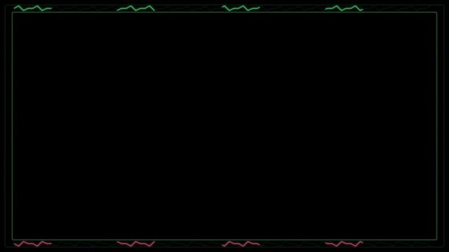 Minimalist digital frame overlay with pulsing neon waveform border for creative editing