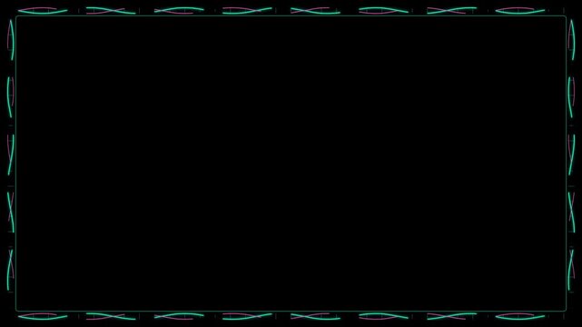 Minimalist neon border frame with pulsing teal and purple light lines on black background