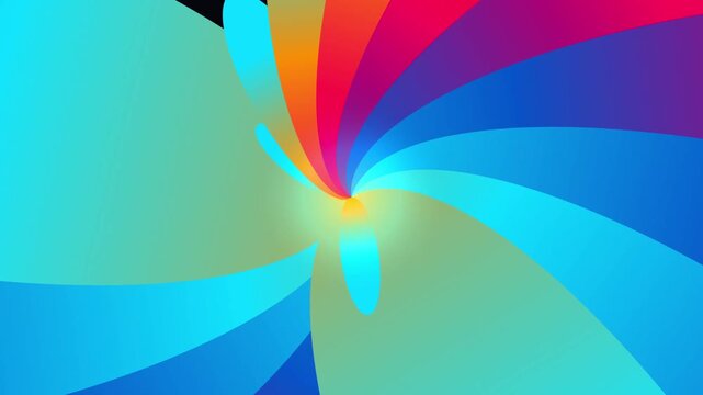 Vibrant abstract rainbow swirl, colorful multicolored spiral pattern, digital gradient art background, smooth flowing curves, dynamic motion graphic design loop
