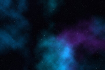 Dark navy and purple space galaxy background with nebula and stars © AMK 