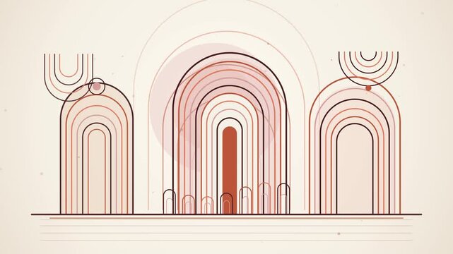 Arches Abstract Design with Linear Patterns and Warm Tones