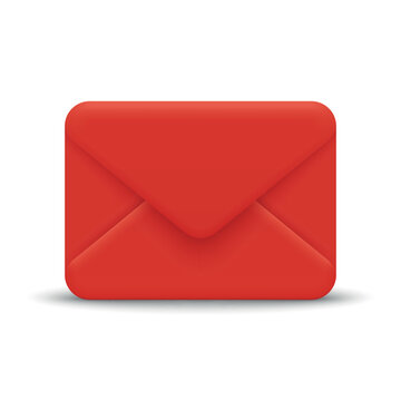 Red Envelope, 3d Vector Illustration. Red Envelope with Closed Flap, Front View. Red Envelope Isolated for Email, Mail, Message, Letter, Contact, Communication, Notification, Inbox