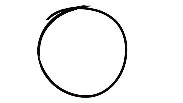 Black hand drawn brush stroke circle line drawing animation loop