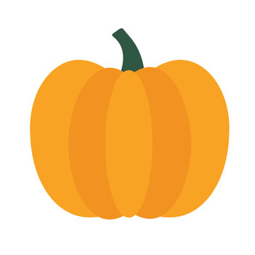 Orange autumn pumpkin clip art illustration isolated on white background for thanksgiving harvest design.