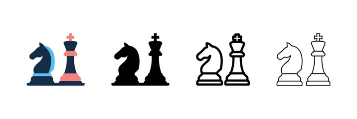 Chess knight and king pieces icon set © liubomir118809
