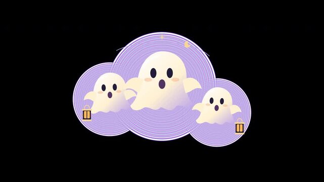 Ghost Lantern Procession Halloween Alpha Overlay